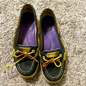 Sperry top sider dark blue glitter purple insole